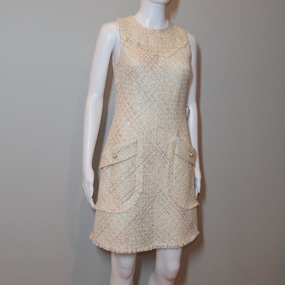 Laundry By Shelli Segal Cream Tweed Dress - Picture 1 of 3